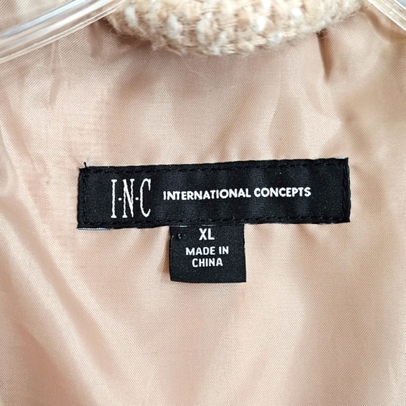 Nwot INC International Concepts Blush/Creme Tweed Zip Front Pea Coat Jacket - Picture 4 of 17